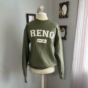 Vintage Reno Nevada Champion Olive Green Crewneck